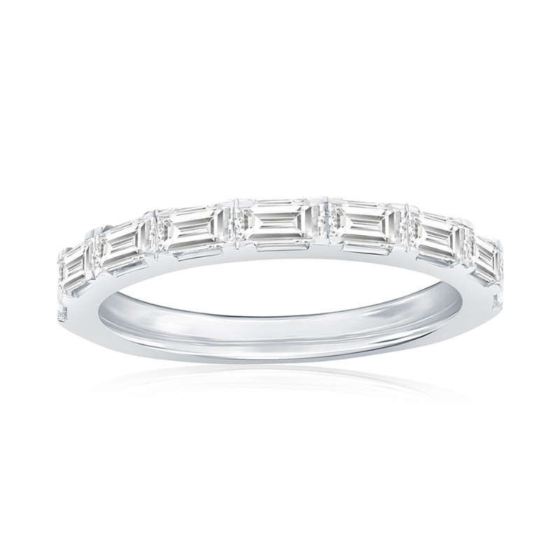14K White Gold Baguette Diamond Band