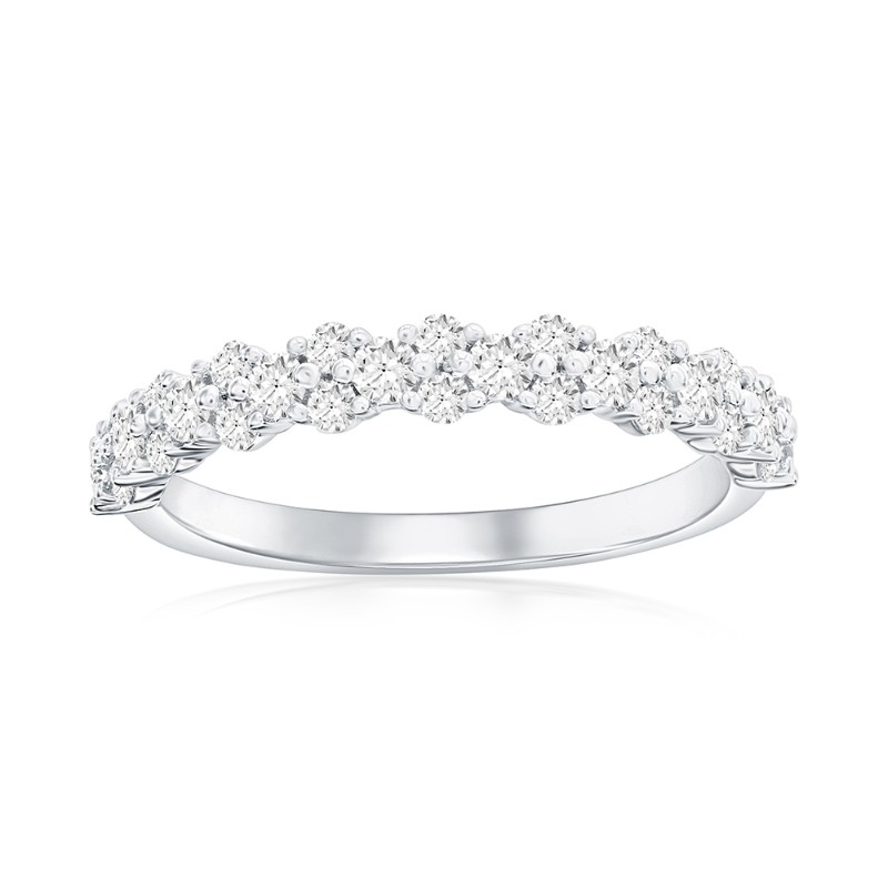 14K White Gold Pav&eacute; Diamond Band