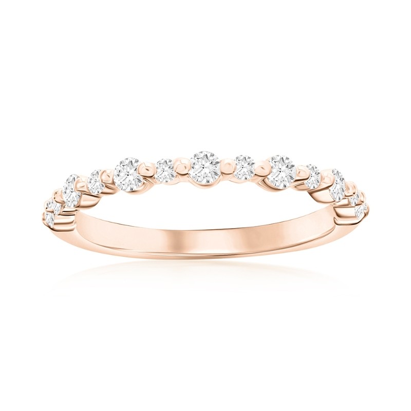 14K Rose Gold Single Shared Prong Diamond Band
