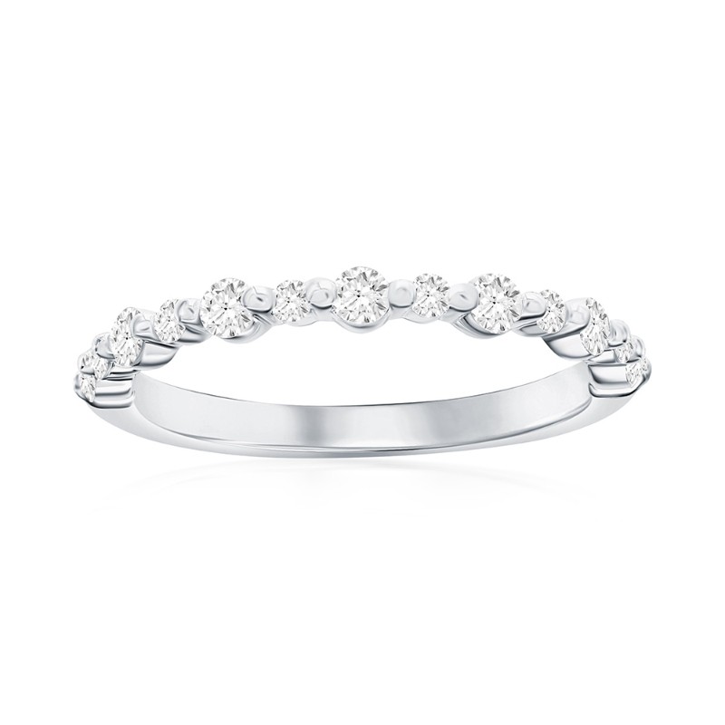 14K White Gold Single Shared Prong Diamond Band
