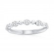 14K White Gold Beaded Scalloped Diamond Band