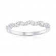 14K White Gold Waved Diamond Band