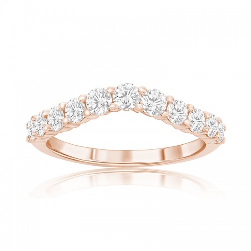 14K Rose Gold Curved Diamond Band