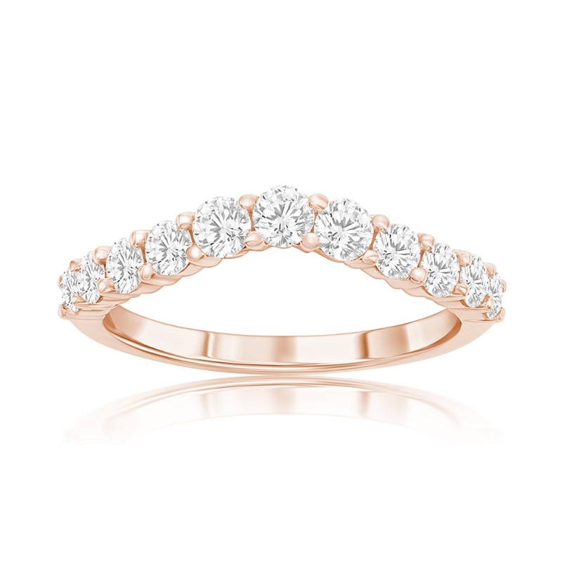 14K Rose Gold Curved Diamond Band