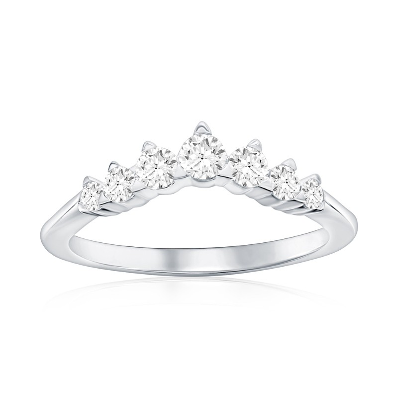 14K White Gold Curved Diamond Band