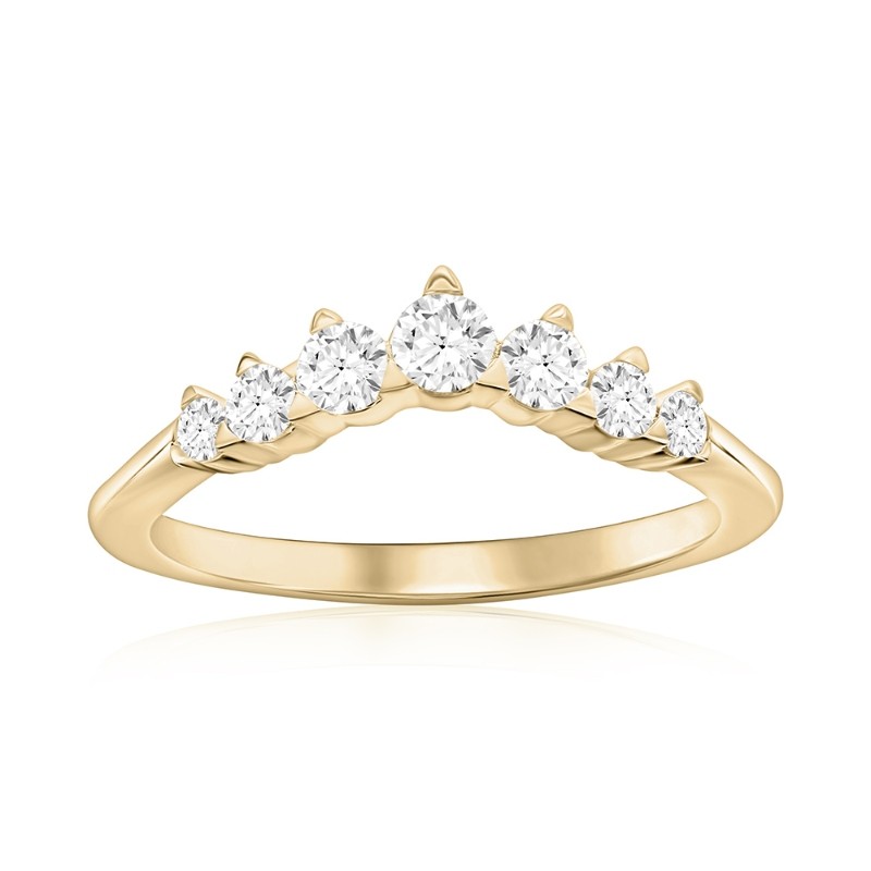 14K Yellow Gold Curved Diamond Band