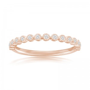 14K Rose Gold Miligrain Bezel Diamond Band