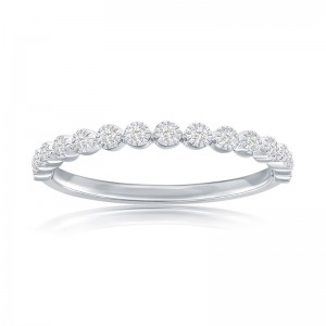 14K White Gold Miligrain Bezel Diamond Band