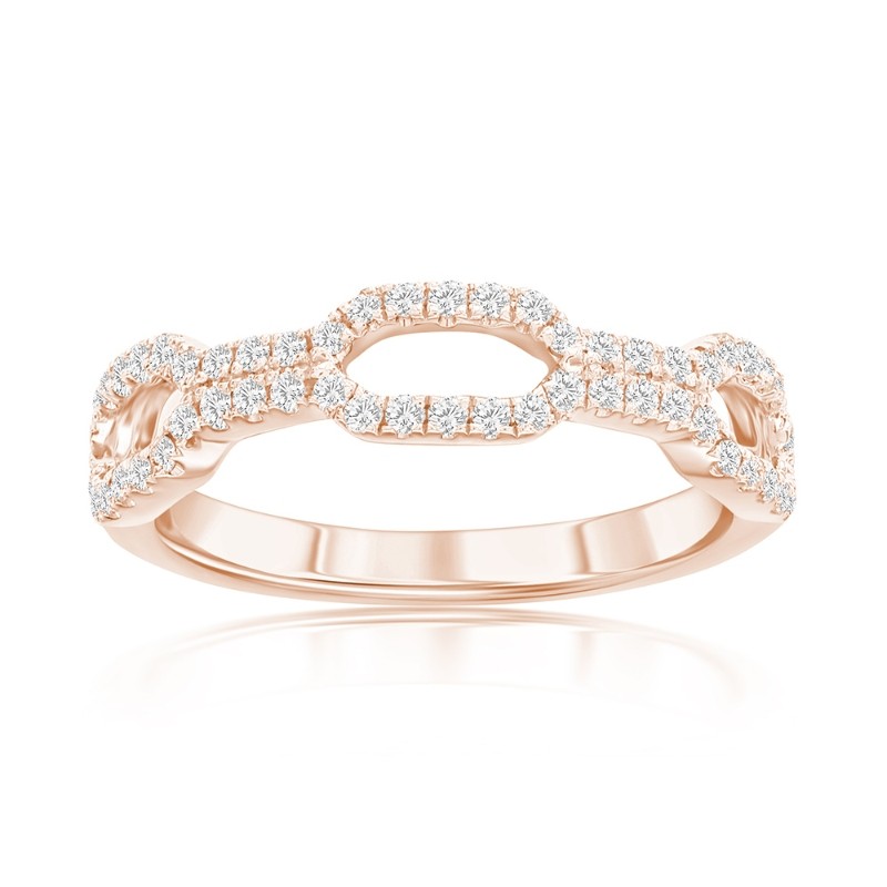14K Rose Gold Chain Diamond Band