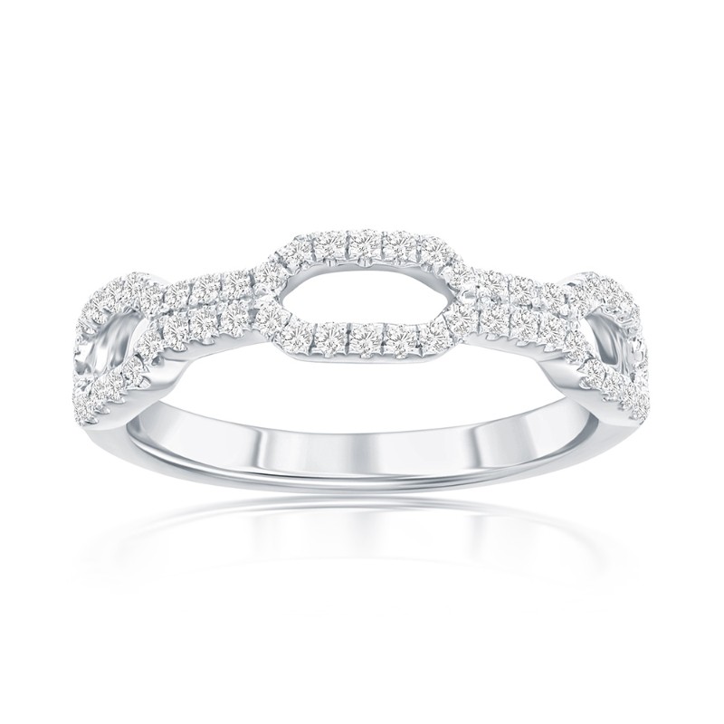 14K White Gold Chain Diamond Band