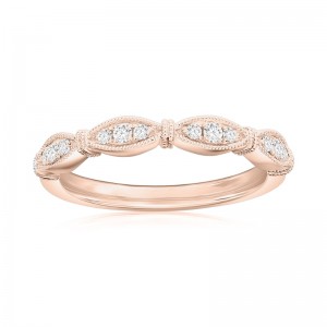 14K Rose Gold Scalloped Diamond Band