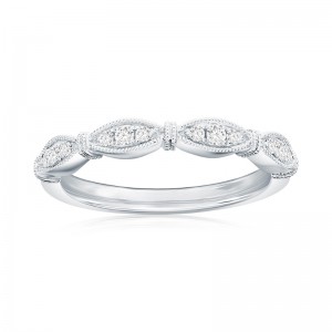 14K White Gold Scalloped Diamond Band