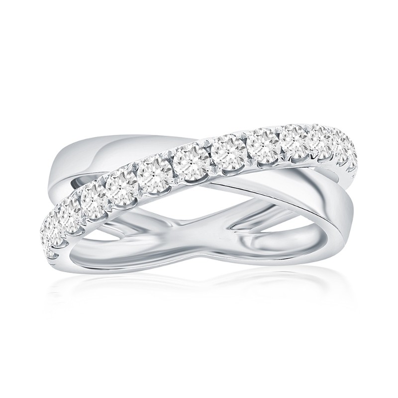 14K White Gold Crossover Anniversary Band