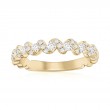 14K Yellow Gold Waved Diamond Band