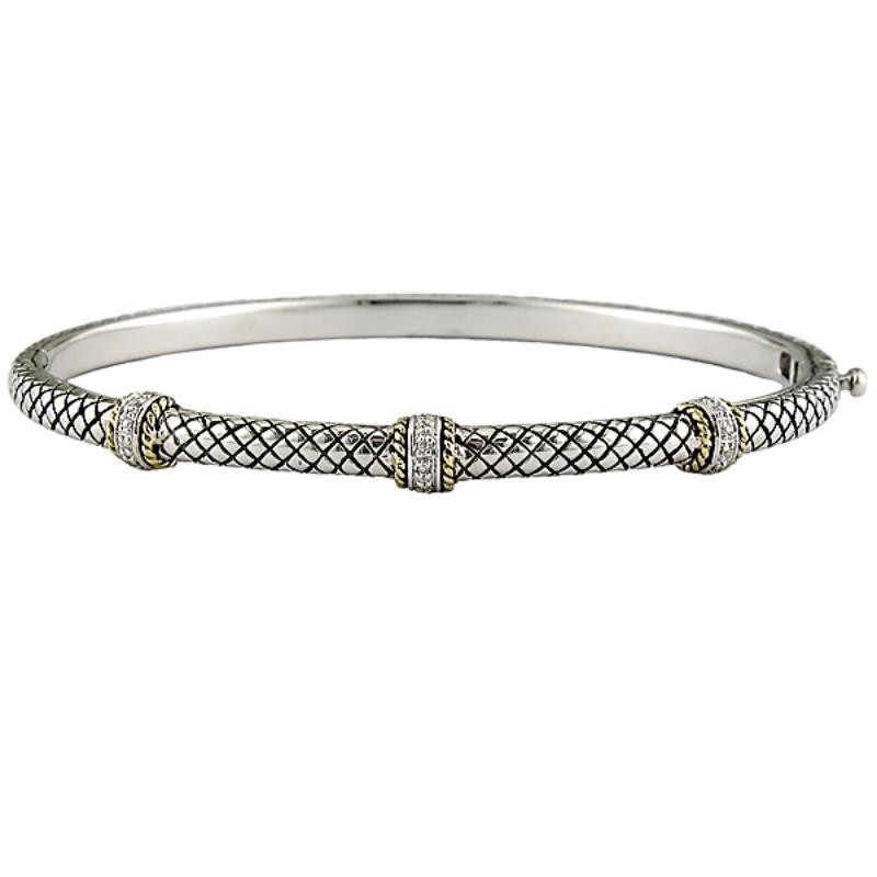 18K/Silver Diamond Bangle