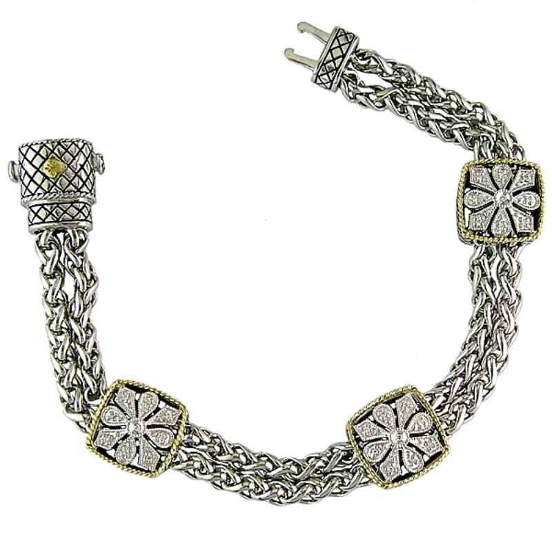 18K/Silver Dia Flower Bracelet