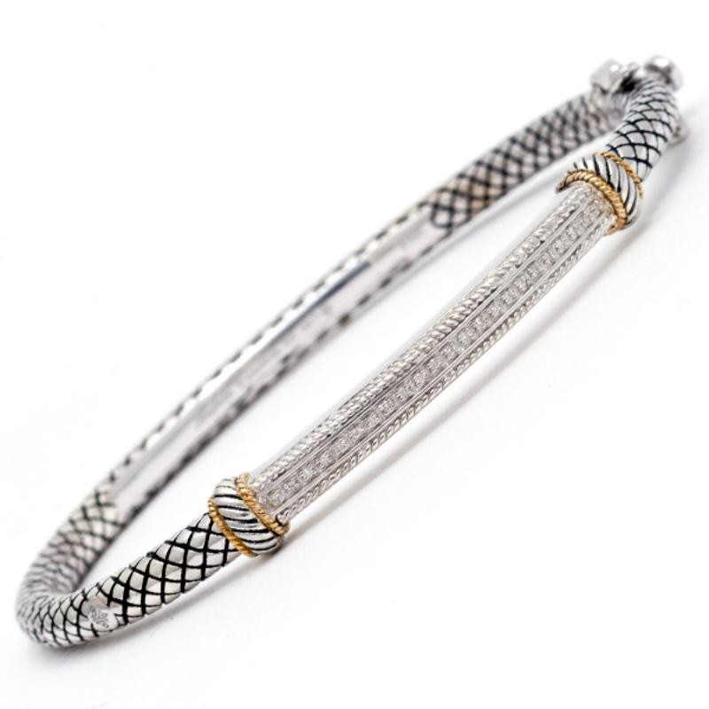 18K/Silver Diamond Bangle