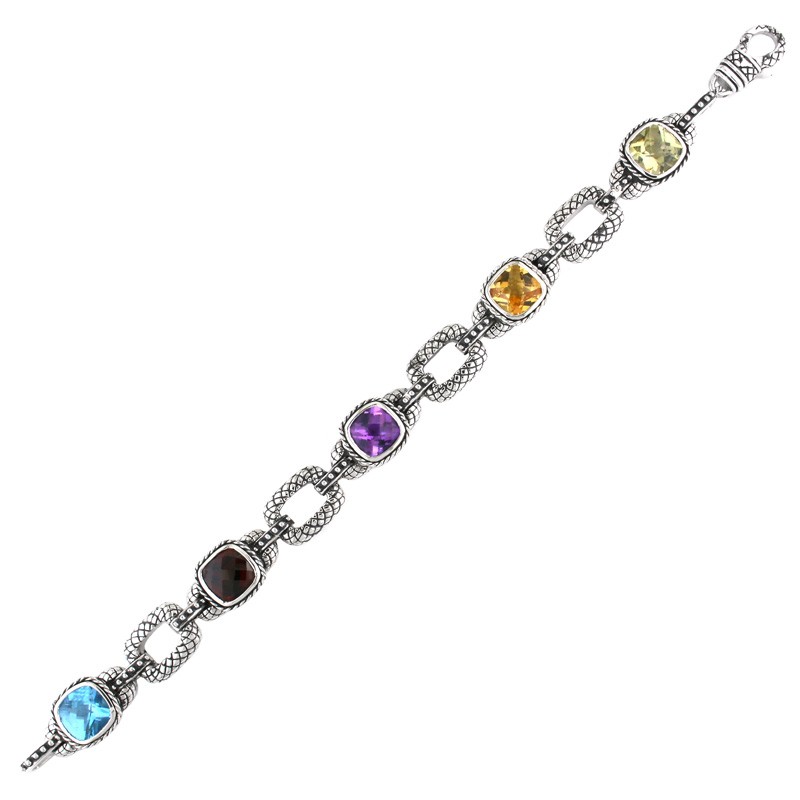 Silver Multi Gem Bracelet