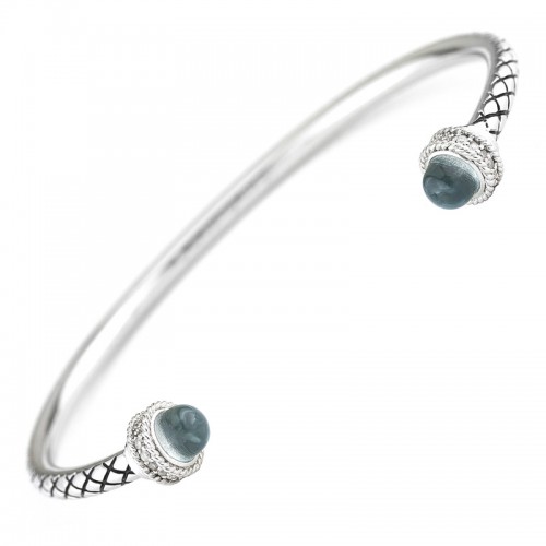Silver Diamond/Blue Topaz Bangle