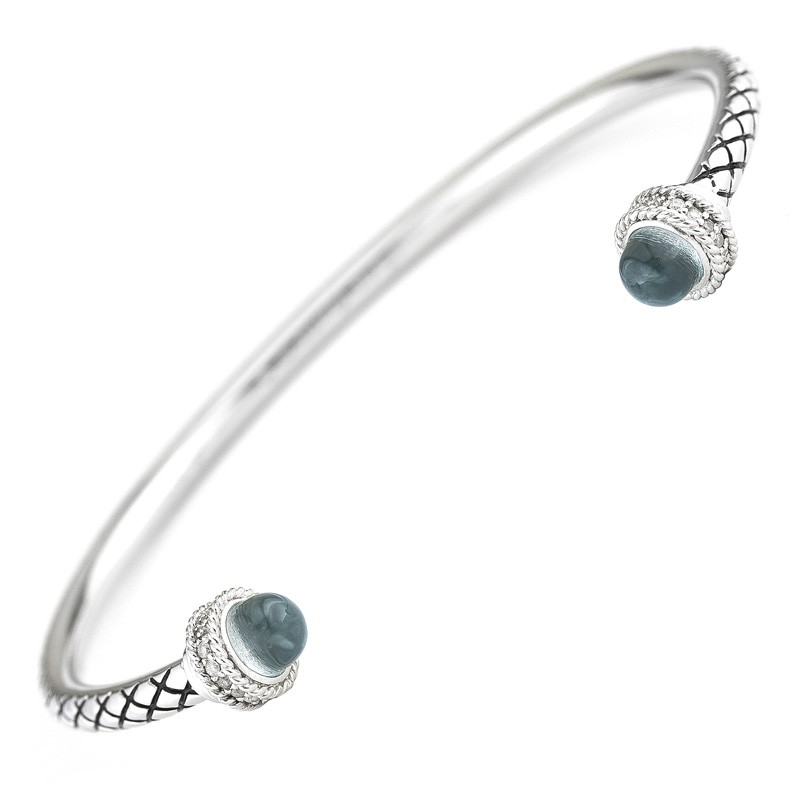 Silver Diamond/Blue Topaz Bangle