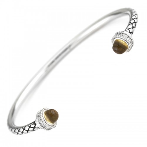 Silver Diamond/Citrine Bangle