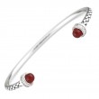 Silver Diamond/Red Agate Bangle