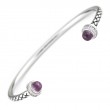 Silver Diamond/Rose Quartz Bangle