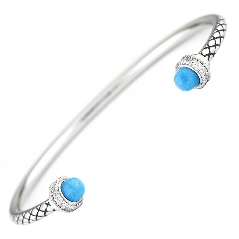 Silver Diamond/Turquoise Bangle