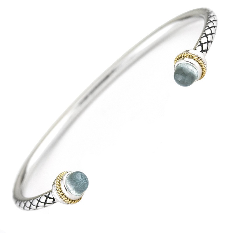 18K/Silver Blue Topaz Bangle