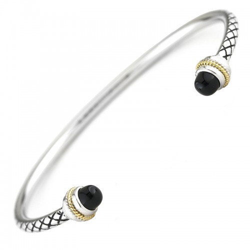 18K/Silver Onyx Bangle