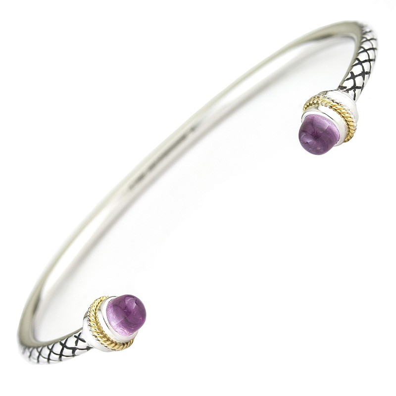 18K/Silver Rose Quartz Bangle