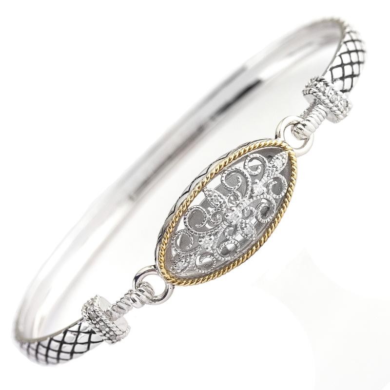 18K/Silver Diamond Bangle