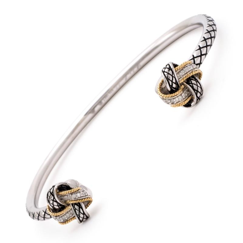 18K/Silver Diamond Bangle