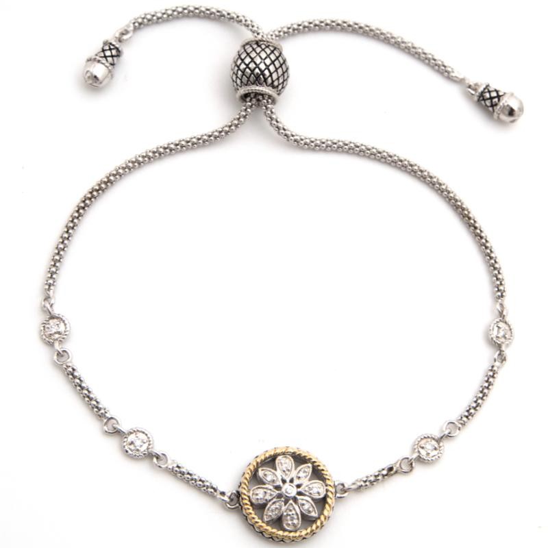 18K/Silver Diamond Adjustable Bracelet
