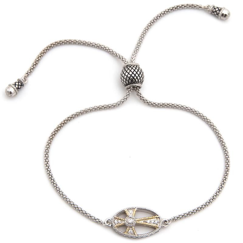 18K/Silver Diamond Adjustable Bracelet