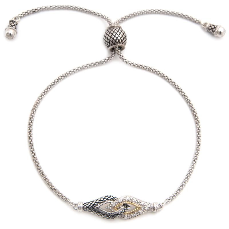18K/Silver Diamond Adjustable Bracelet
