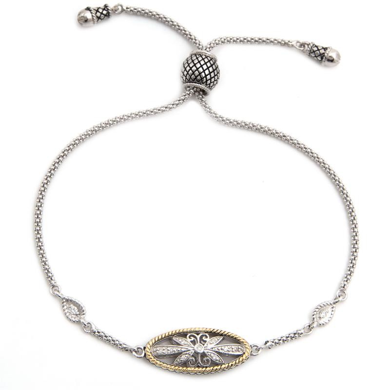 18K/Silver Diamond Ajustable Bracelet