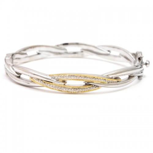 18K/Silver Diamond Bangle