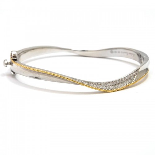 18K/Silver Diamond Bangle