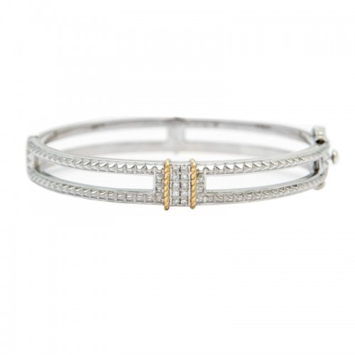 18K/Silver Diamond Bangle