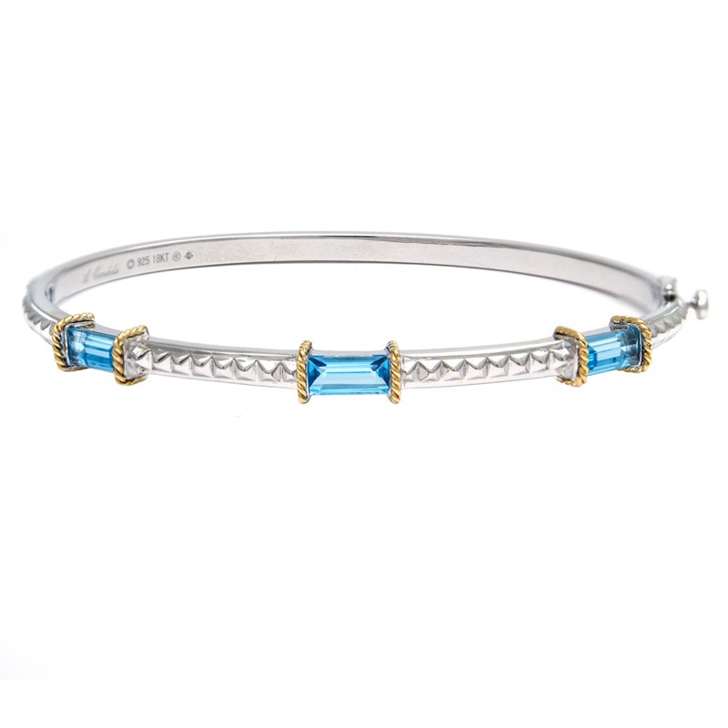 18K/Silver Blue Topaz Bangle