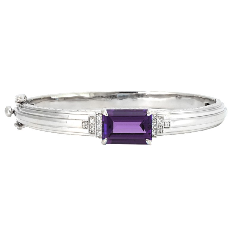 Silver Amethyst Bangle