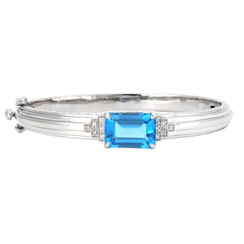 Silver Blue Topaz Bangle