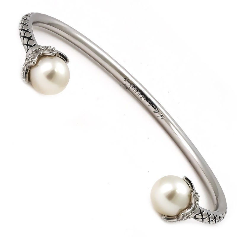 Silver Pearl Bangle