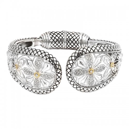 18K Gold & Silver Diamond Bangle