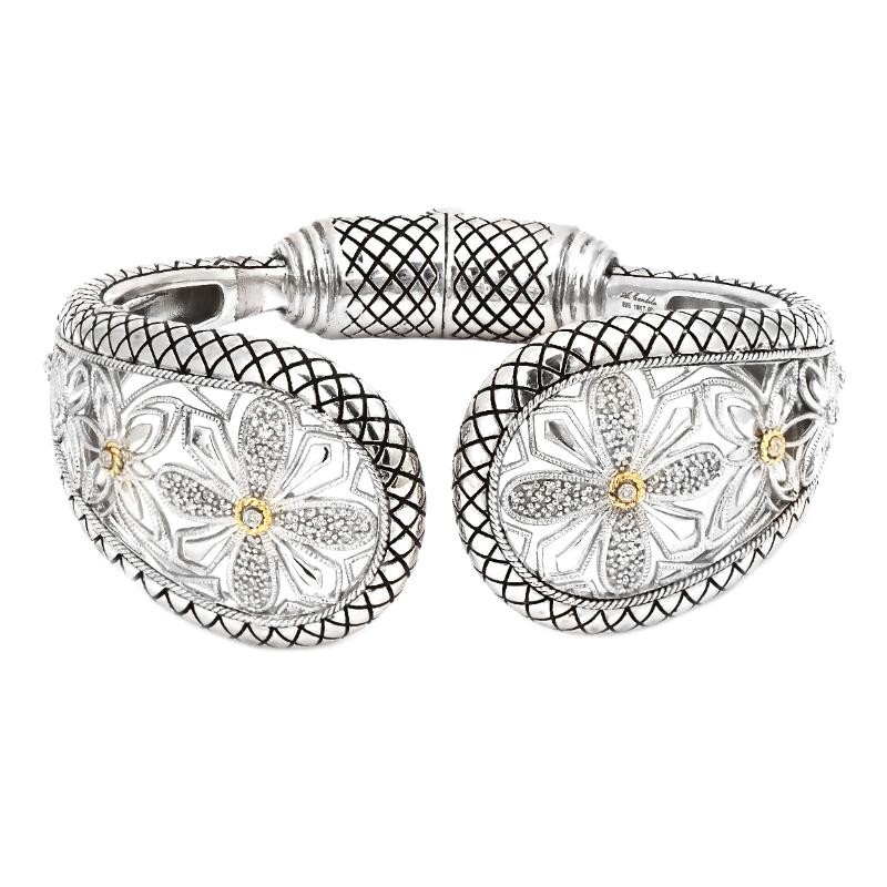 18K Gold & Silver Diamond Bangle