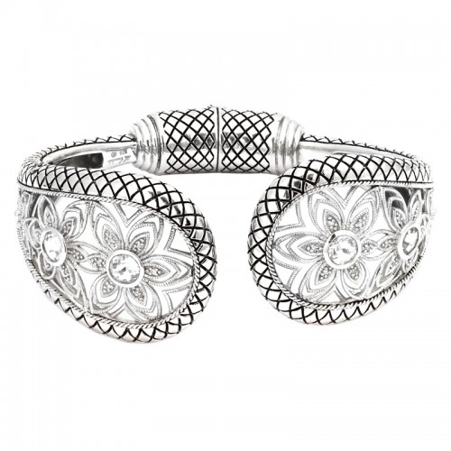 Silver Diamond White Topaz Bangle