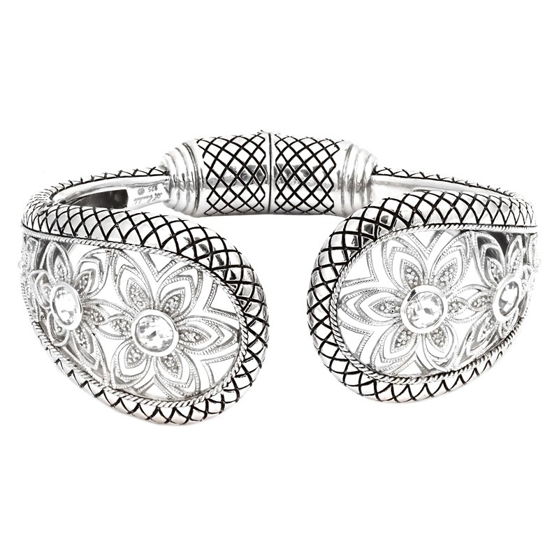 Silver Diamond White Topaz Bangle