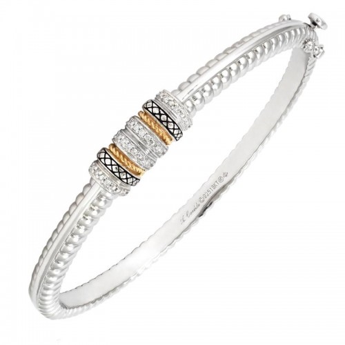 18K/Silver Diamond Bangle