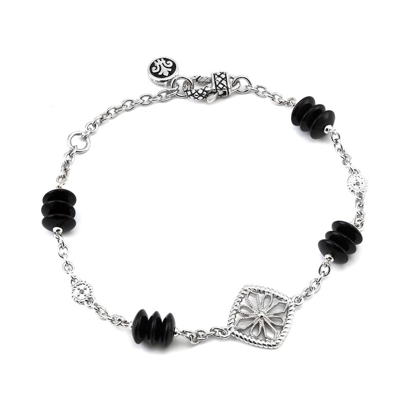Silver Onyx/Diamond Bracelet (7